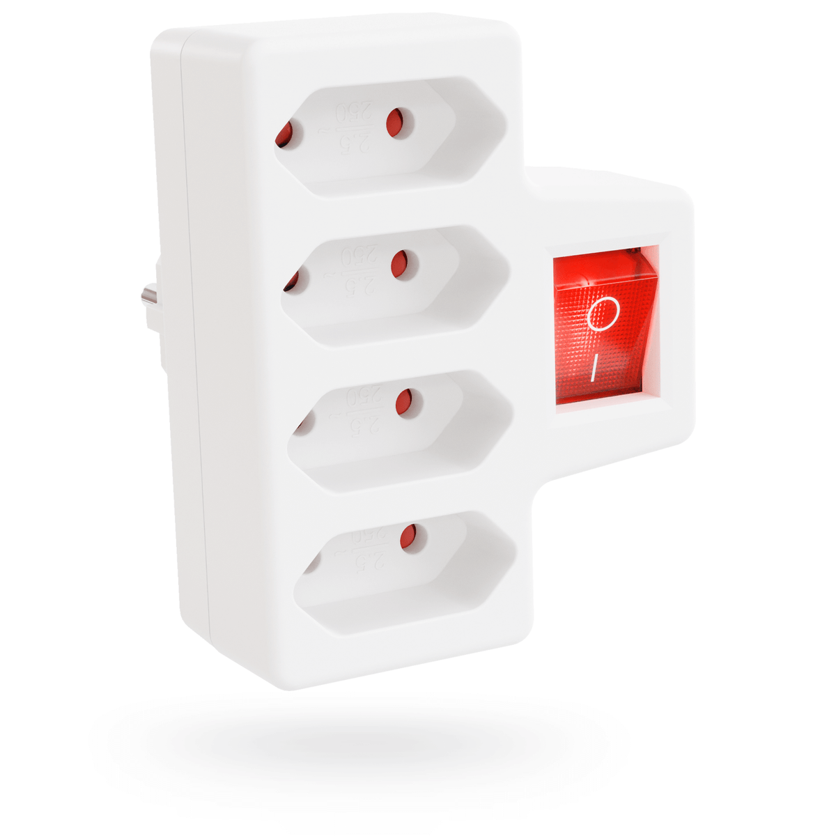 4fach Euro Steckeradapter mit Schalter rot on off 504007-hauptbild