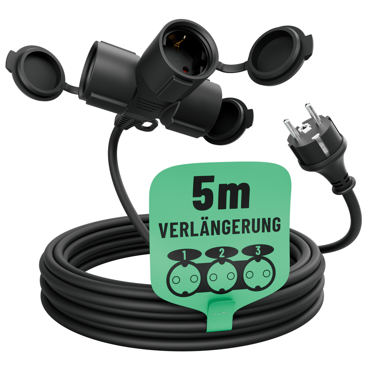 5m Outdoor Verlängerungskabel draussen 3-fach IP44 wetterfest 911003-hauptbild
