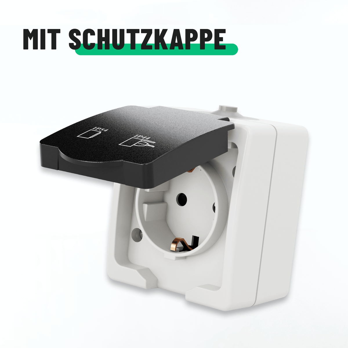 Aufputz Steckdose Aufputzdose 1fach mit Schutzkappe Feuchtraum Waschküche 501020-4
