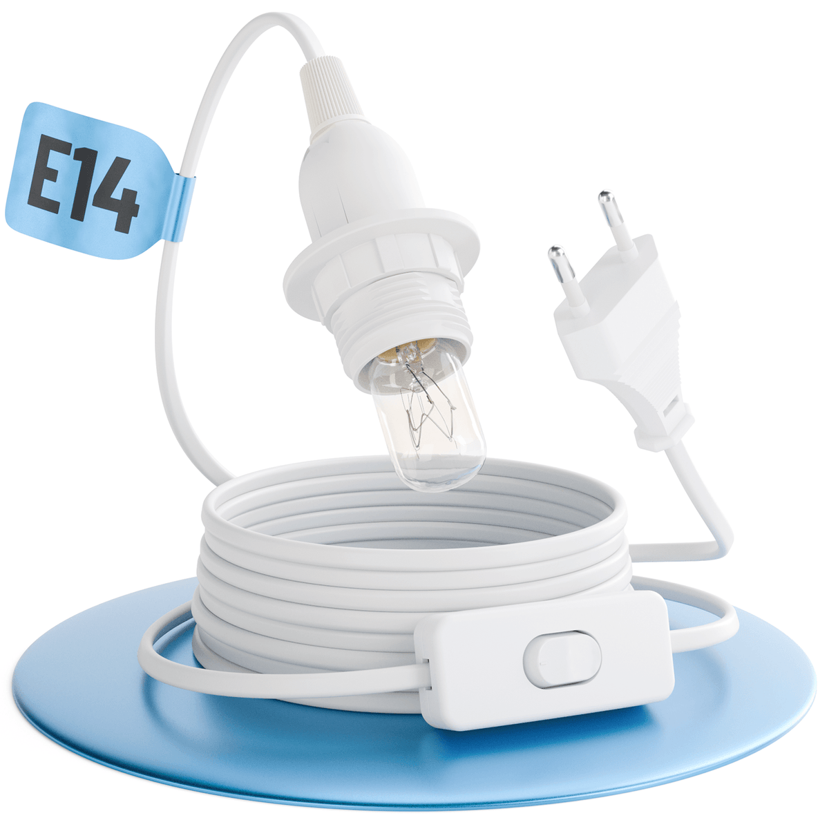 E14 Lampenfassung Fassung weiss mit Schalter und Stecker 3-5m Kabel 505001 Hauptbild 1er Pack