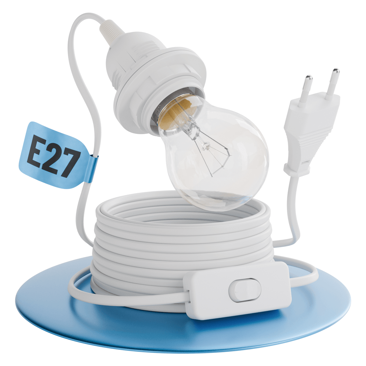 E27 Lampenfassung Kabellampe Steckerlampe mit Schalter und Stecker 5m Kabel 505002 Hauptbild 1er Pack