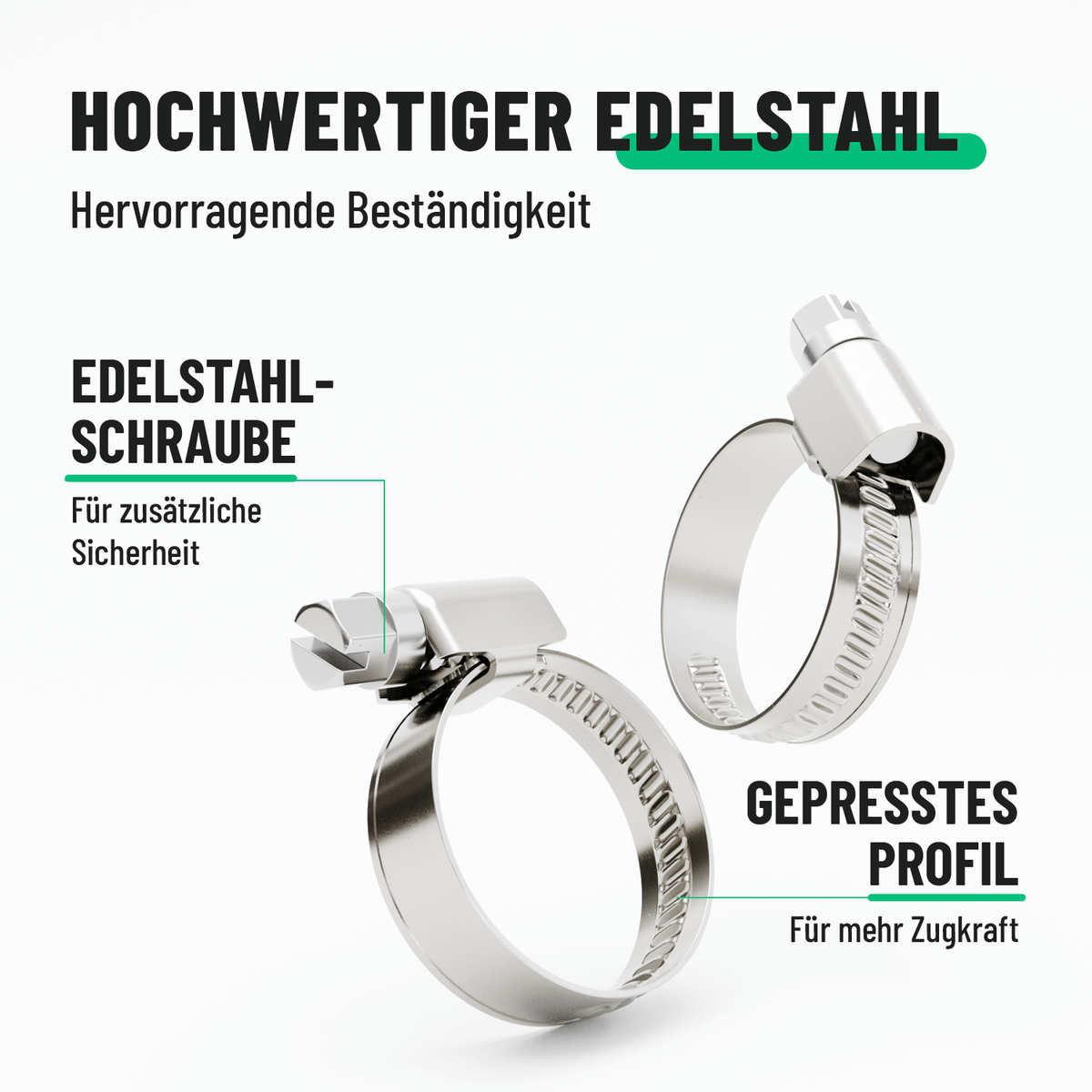 Einstellbare Schlauchschelle aus hochwertigen Edelstahl 101303-1