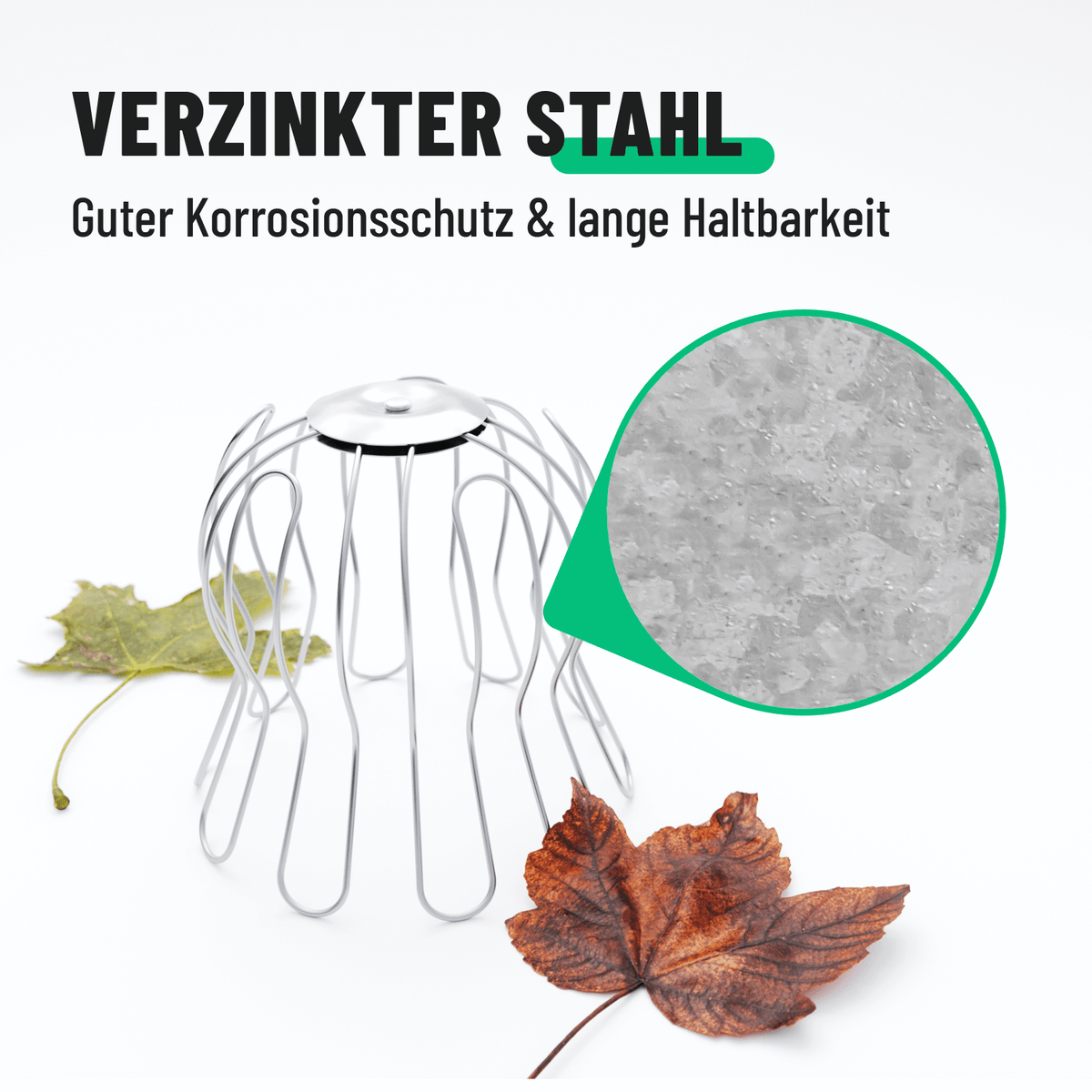 Fallrohrschutz als Regenrinnen Laubschutz aus verzinkten Stahl 101307-4