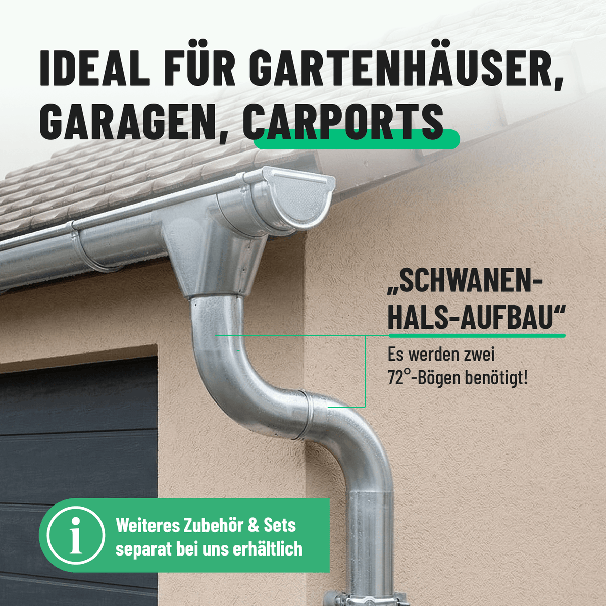greate Fallrohr Bogen ideal für Garagen Carports 101323