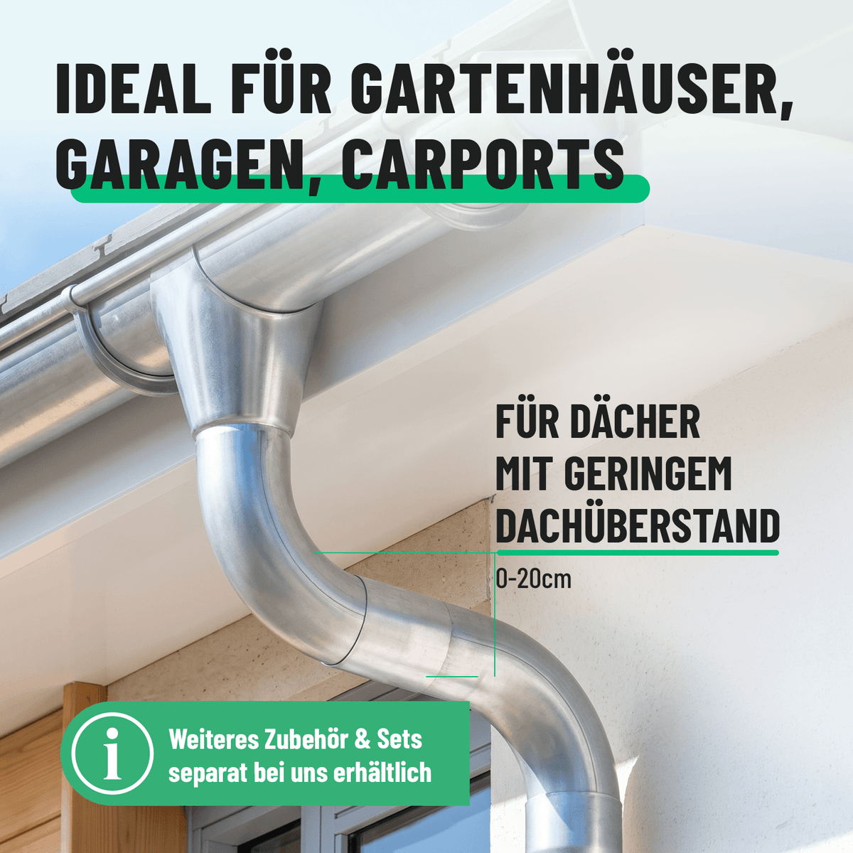 greate Fallrohr Bogen ideal für Garagen Carports 101334