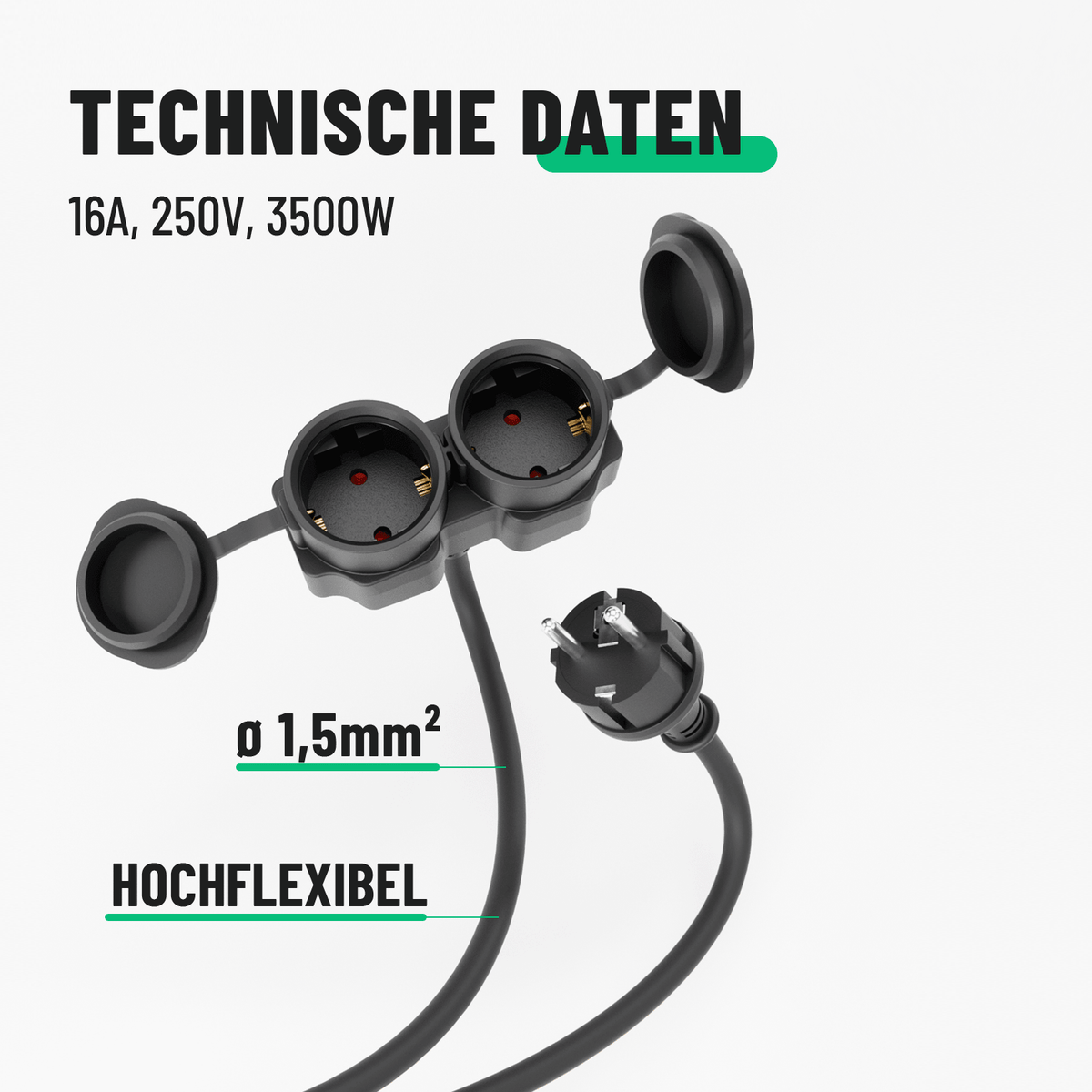 Mehrfachsteckdose Verlängerung Technische Daten-911000-911001-911002