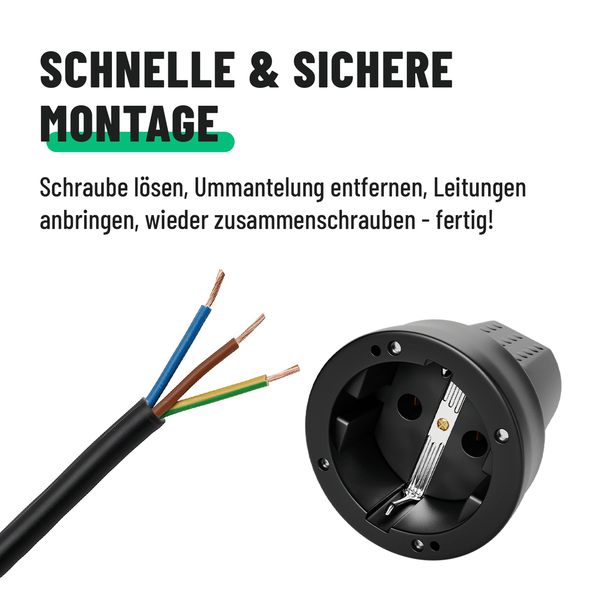 Schutzkontakt Kupplung Schuko einfache Montage 503040-5