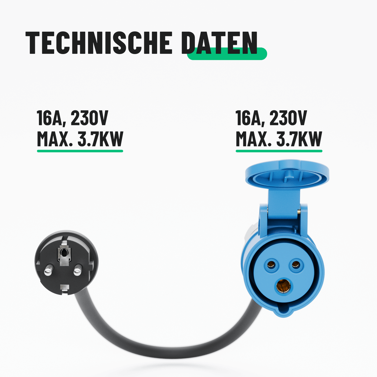 Set Schuko-Stecker auf CEE Camping Adapter Kupplung 16A 230V 911008_911009-2