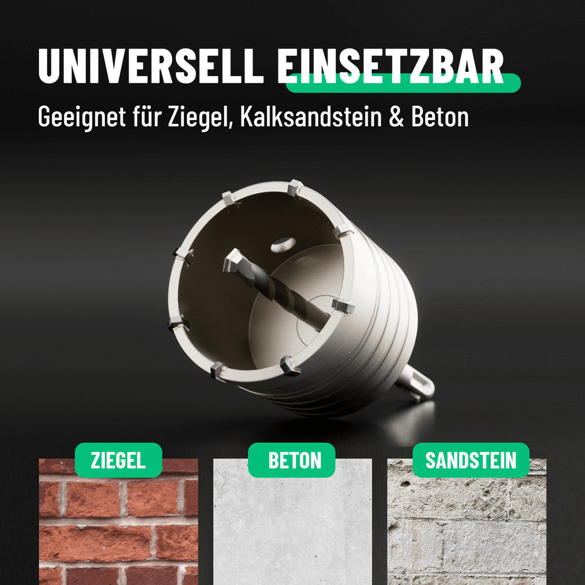 Steckdosenbohrer für Mauerwerk-Beton, Ziegel, Stein einsetzbar 101208-3