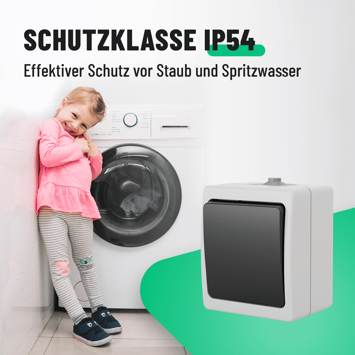 Wechselschalter Aufputzschalter Feuchtraum Schutzklasse IP54 Schutz vor Staub Spritzwasser 501010-1