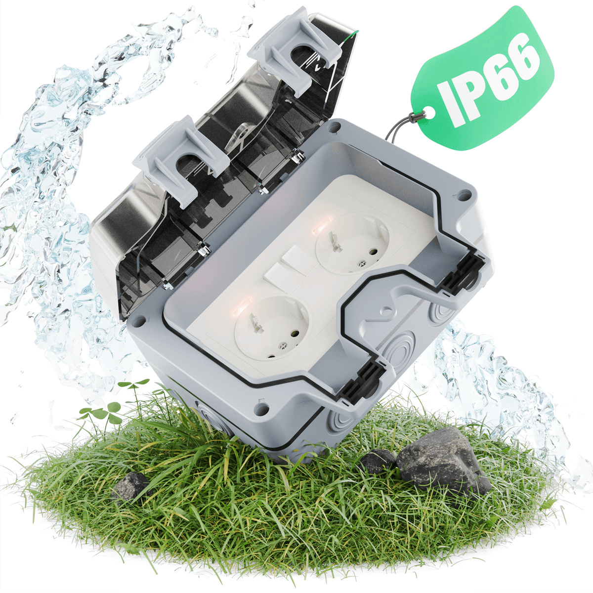 Abschliessbare Aussensteckdose Schalter Outdoor schaltbar wasserdicht 501000 Hauptbild 1er Pack