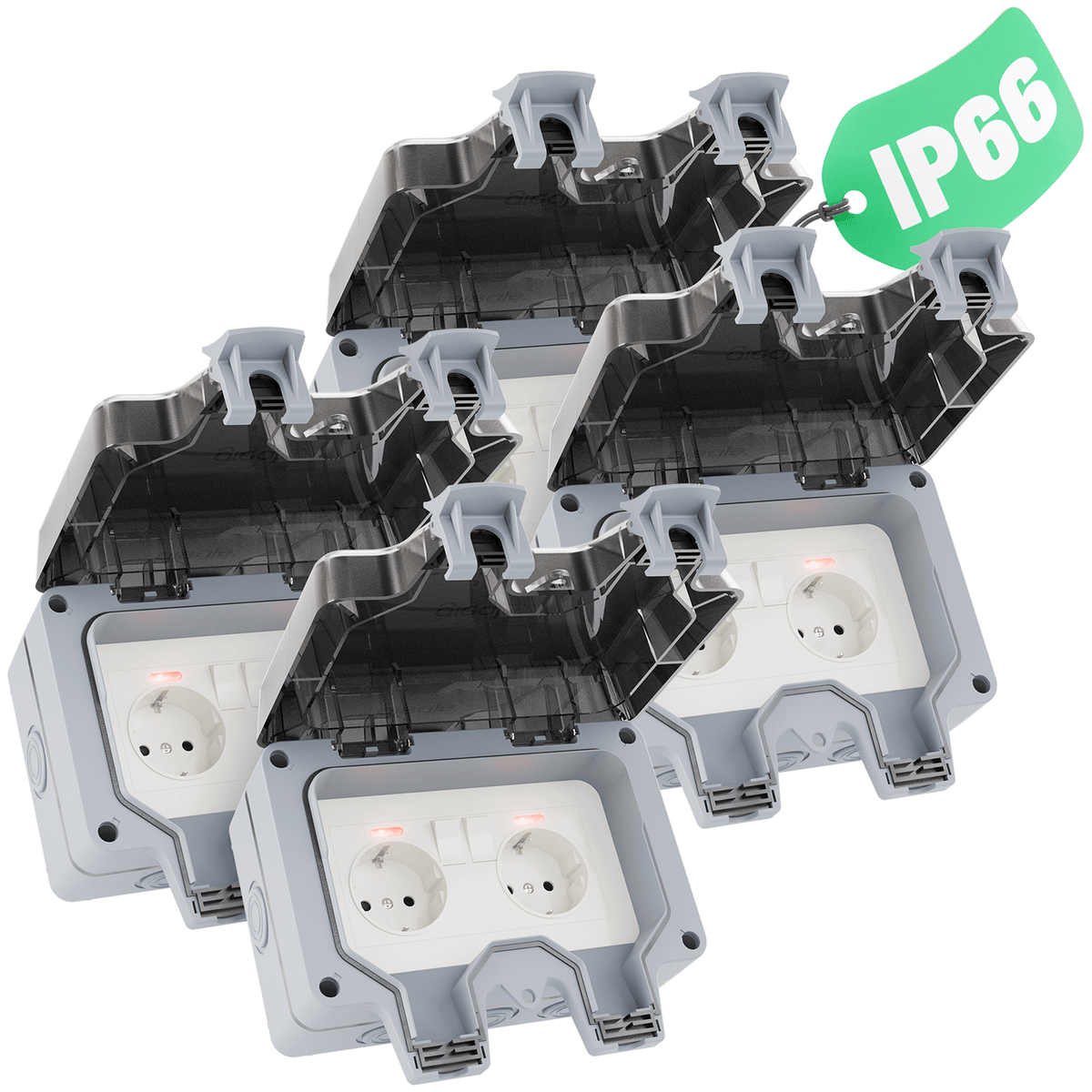Abschliessbare Aussensteckdose Schalter Outdoor schaltbar wasserdicht 501000 Hauptbild 4er Pack