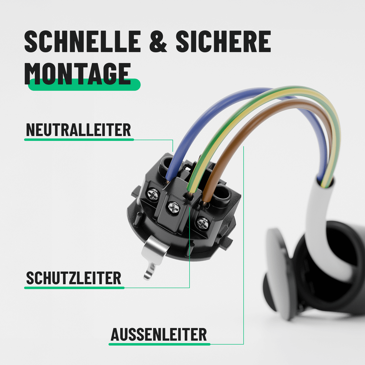 Aussenkupplung Schuko Kupplung Strom Schutzkontakt schnelle Montage Schutzleiter 501401-4