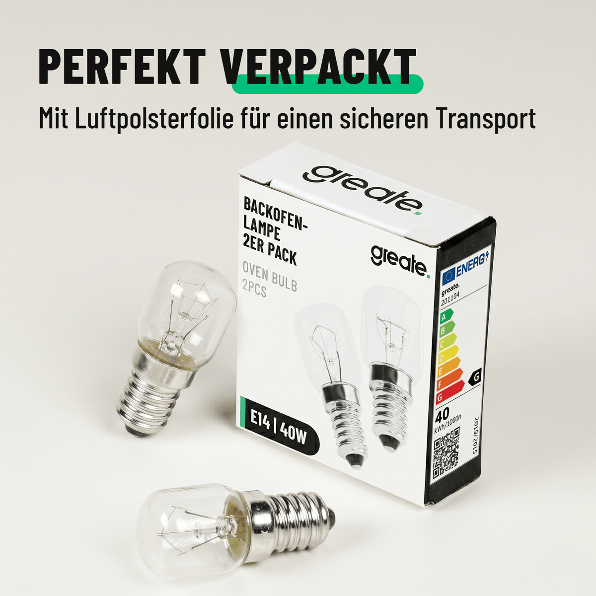 Backofen Birne sicher verpackt