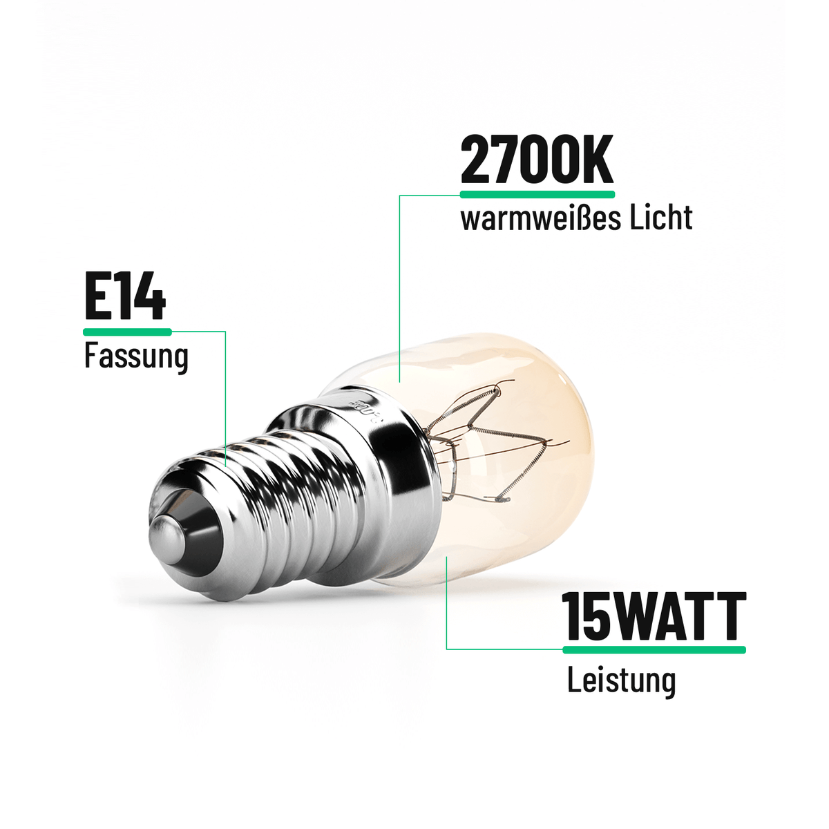 Backofenlampe mit 15 Watt, 2700K warmweiss & E14 Fassung 201010-4