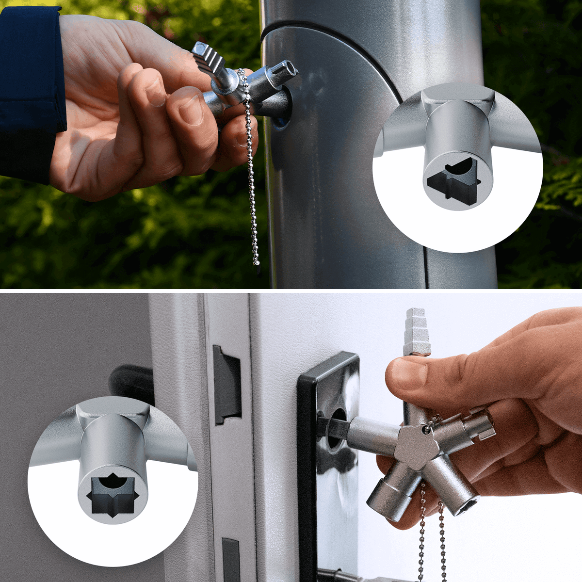 Bau Universalschlüssel mit 4 Profile Dreikant Vierkant Schlüssel Schaltschrank Absperrsysteme 1004-3