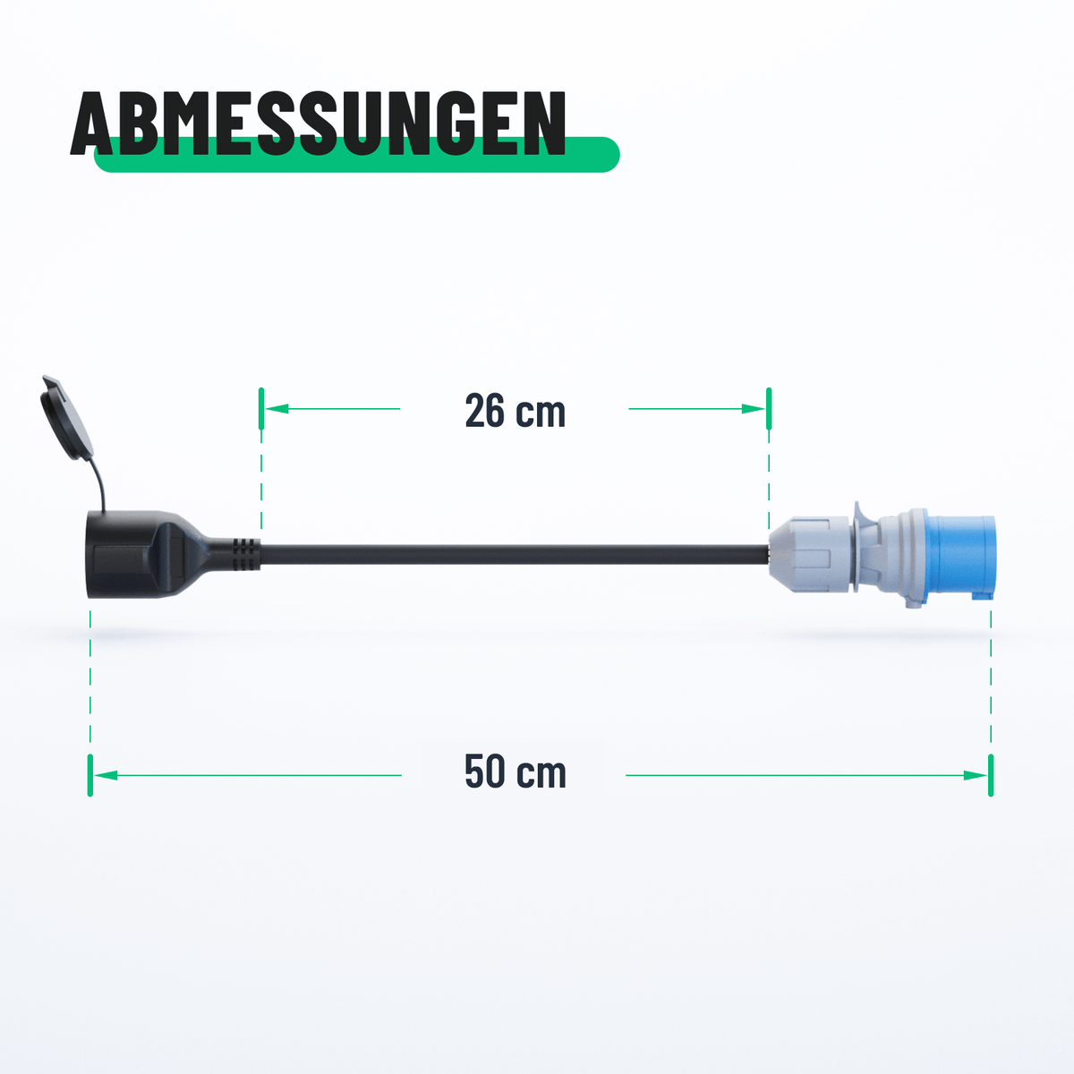 CEE Adapter-Set Schuko-Stecker auf CEE Kupplungabmessungen Adapterkabel 50cm 26cm 911008_911009-7