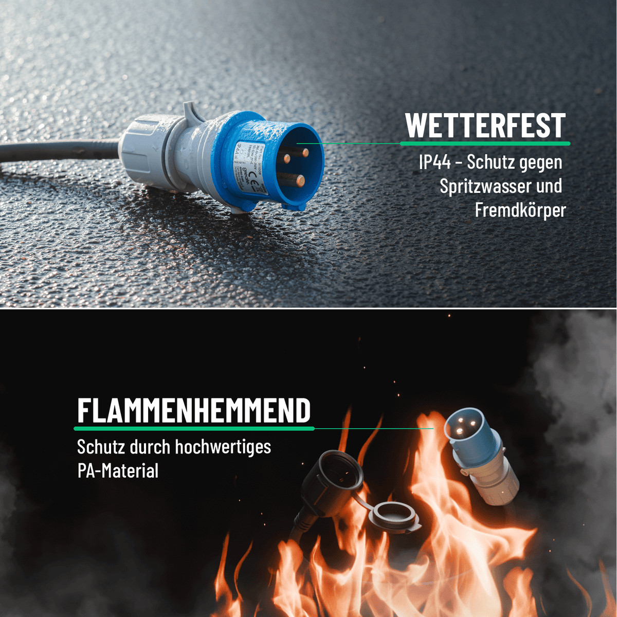 CEE Stecker Kupplung Adapter wetterfest flammenhemmend 911008-06