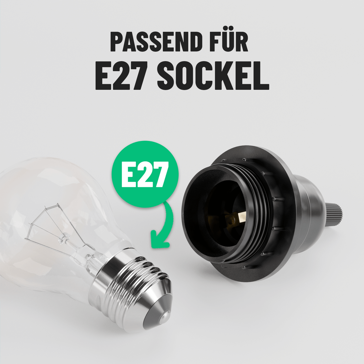 E27 Fassung schwarz Lampenfassung aus Kunststoff passend für E27 Sockel 505004-3-2