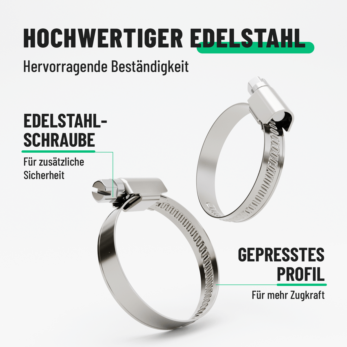 Einstellbare Schlauchschelle aus hochwertigen Edelstahl 101304-1