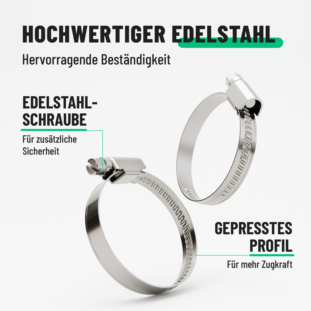 Einstellbare Schlauchschelle aus hochwertigen Edelstahl 101305-1