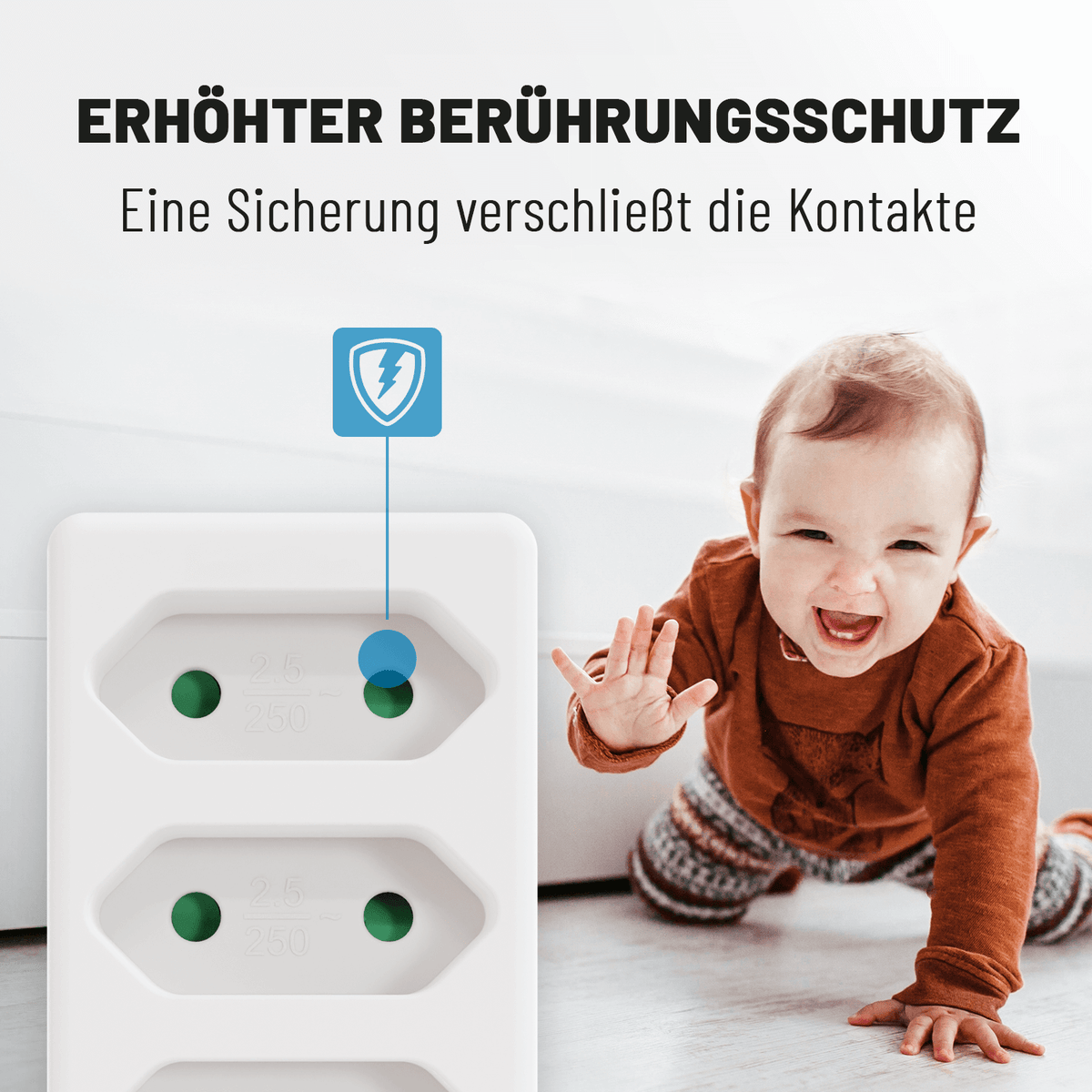 Erhöhter Berührungsschutz 4fach Euro Steckeradapter 504005-3