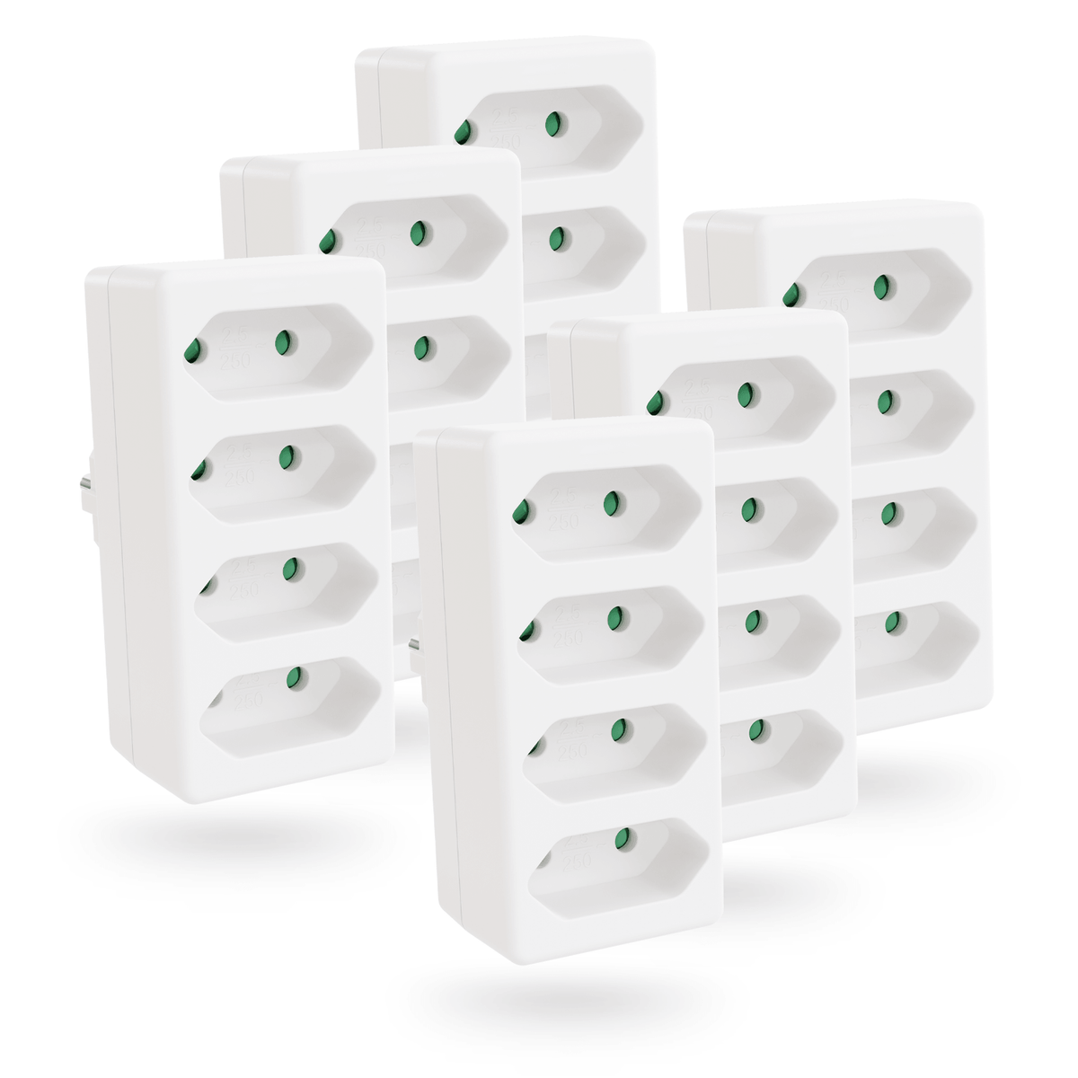 euro 4fach Steckeradapter 4x Euro Buchsen Weiss 504005 Hauptbild 6er Pack