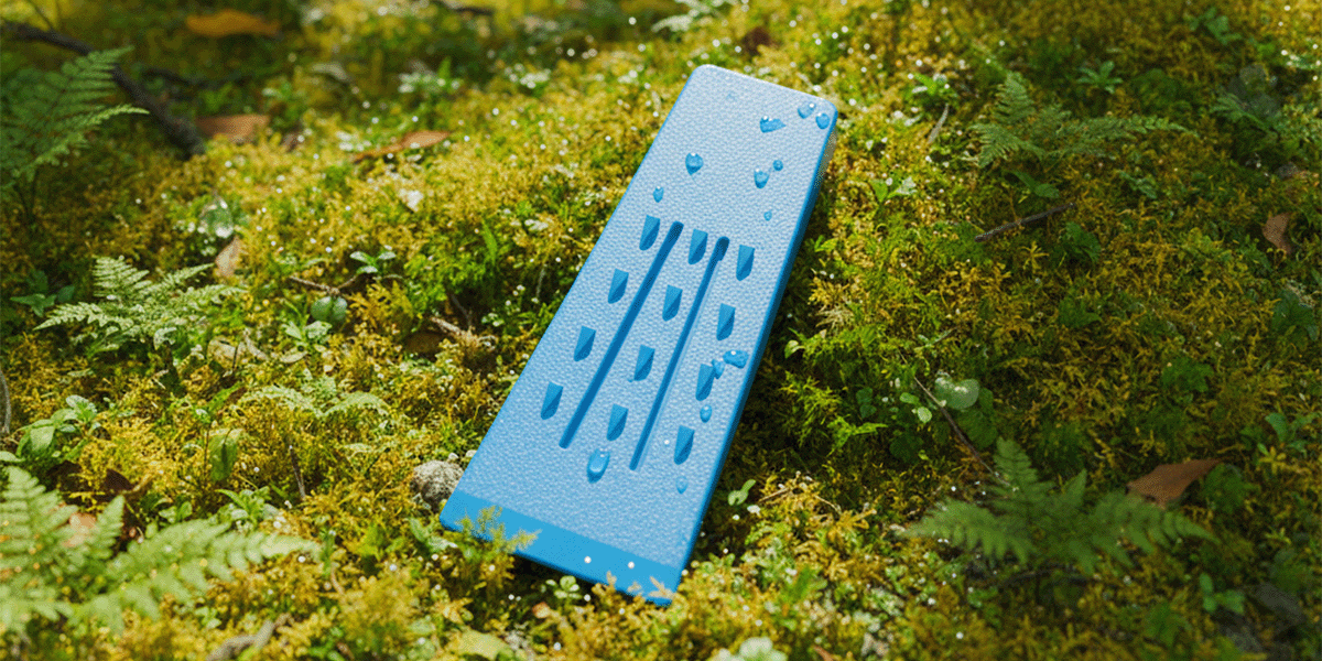 Blaue Signalfarbe greate Fällkeil