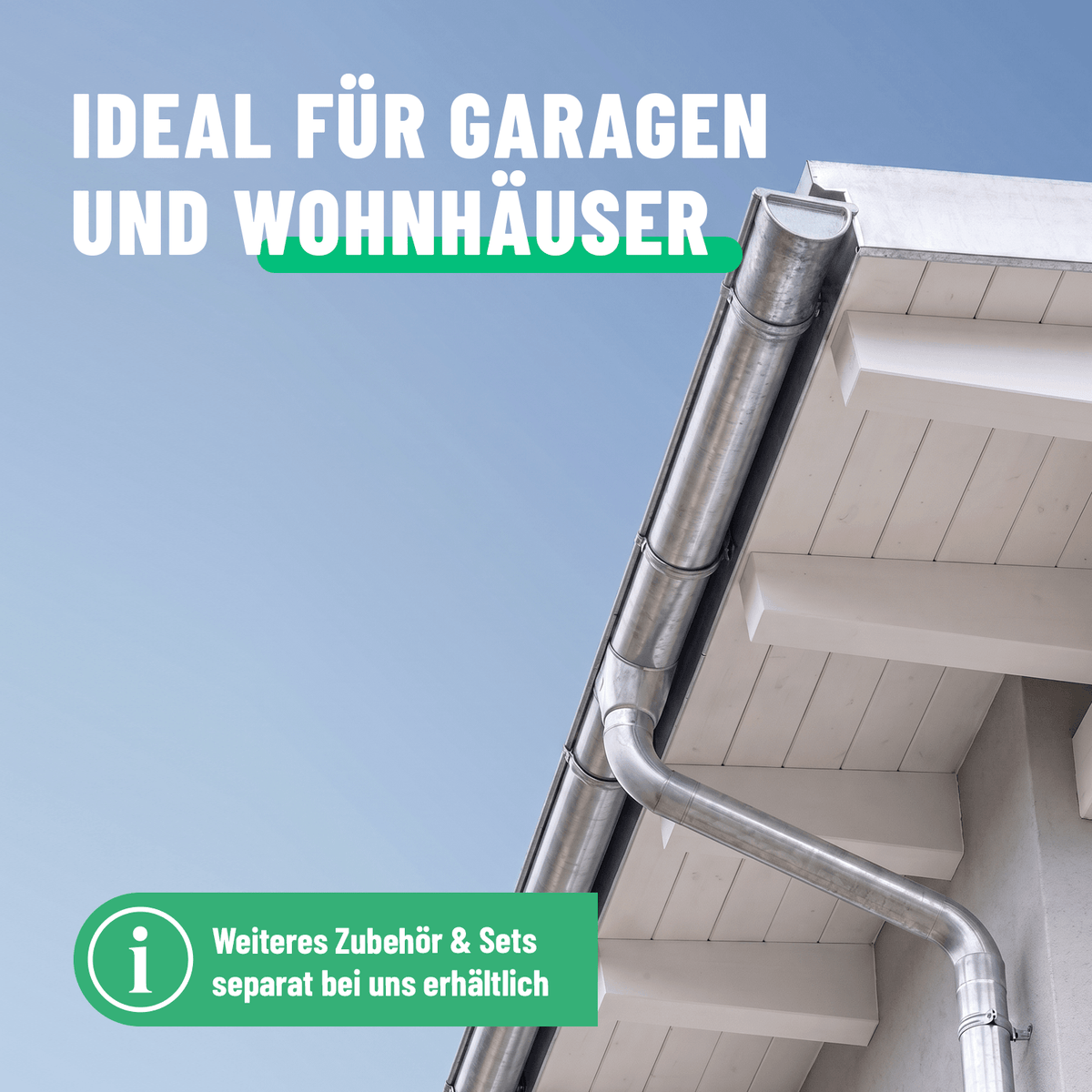 greate Dachrinnen Komplett Set für Garage Wohnhäuser und mehr 101343 - 101350