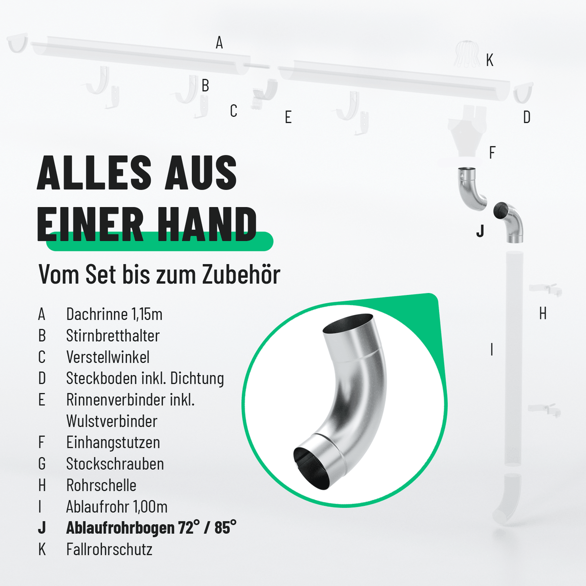 greate Fallrohrbogen und weiteres Dachrinenn Zubehör 101334