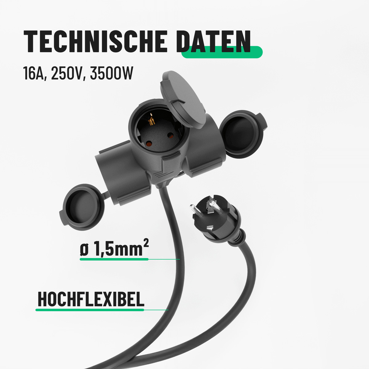 Mehrfachsteckdose Verlängerung Technische Daten-911003-911004-911005
