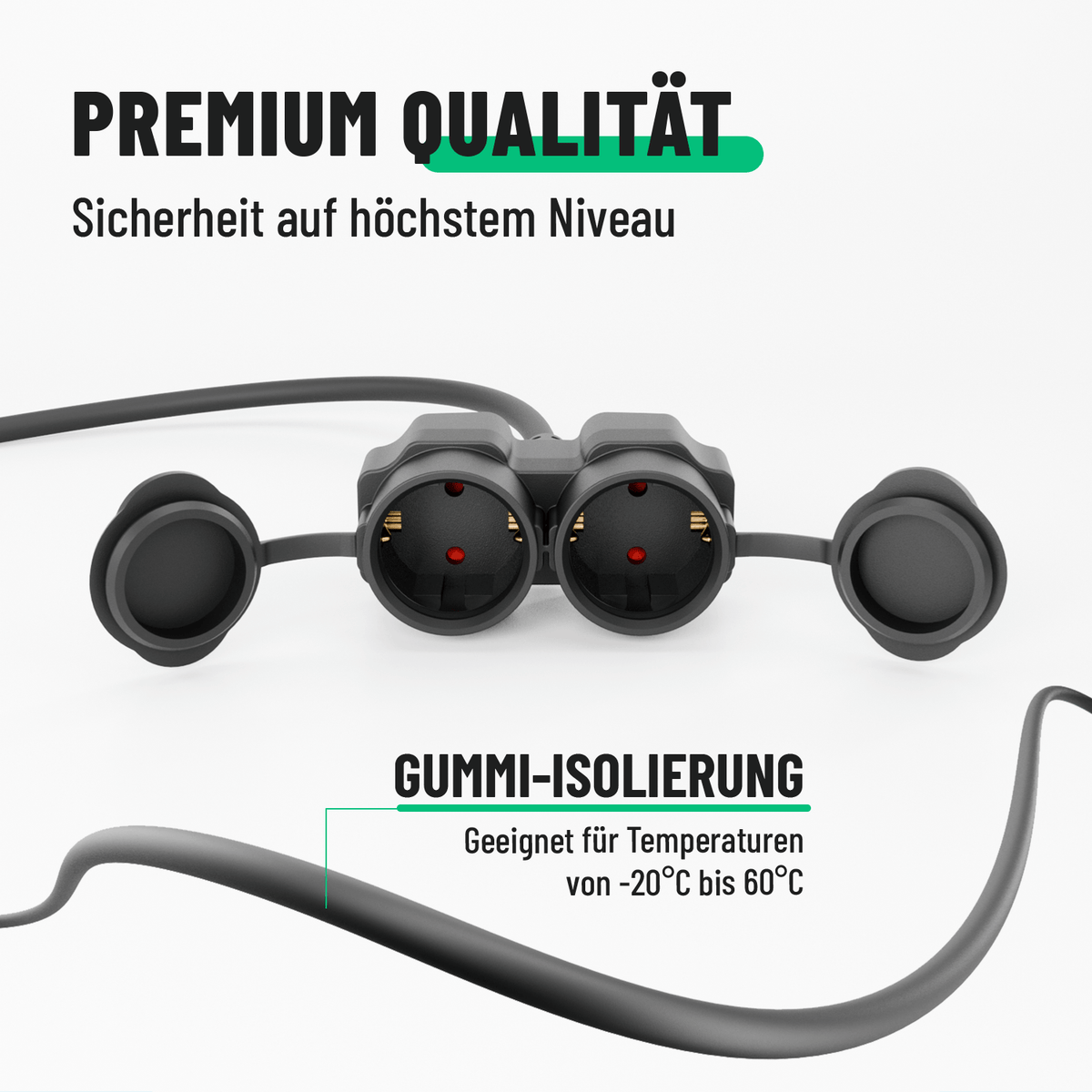 Mehrfachsteckdose Premium Qualität Outdoor Kabel Gummi Isolierung Temperaturbeständig 911000-4