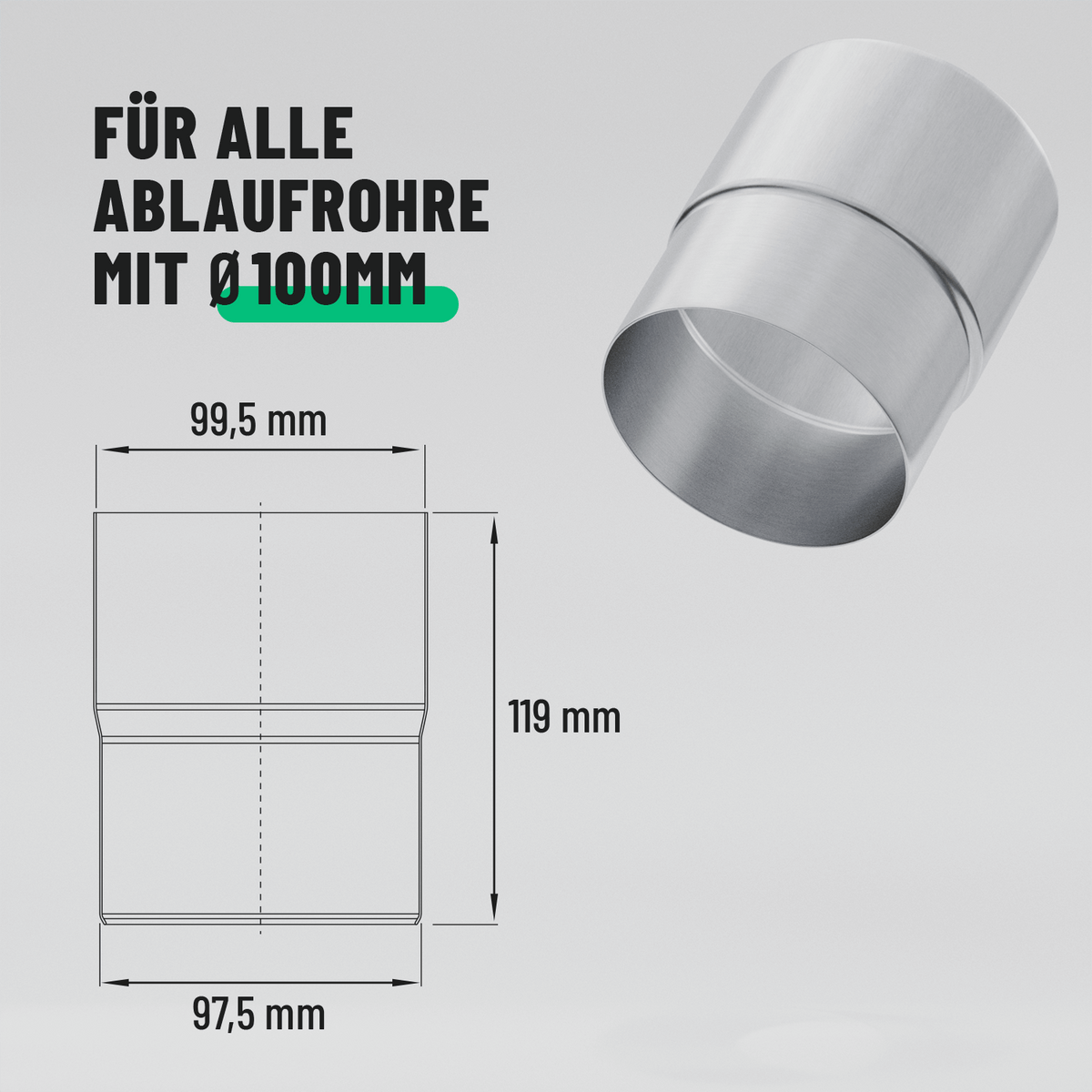 Muffe Regenrohr Zink 100mm 101310-4
