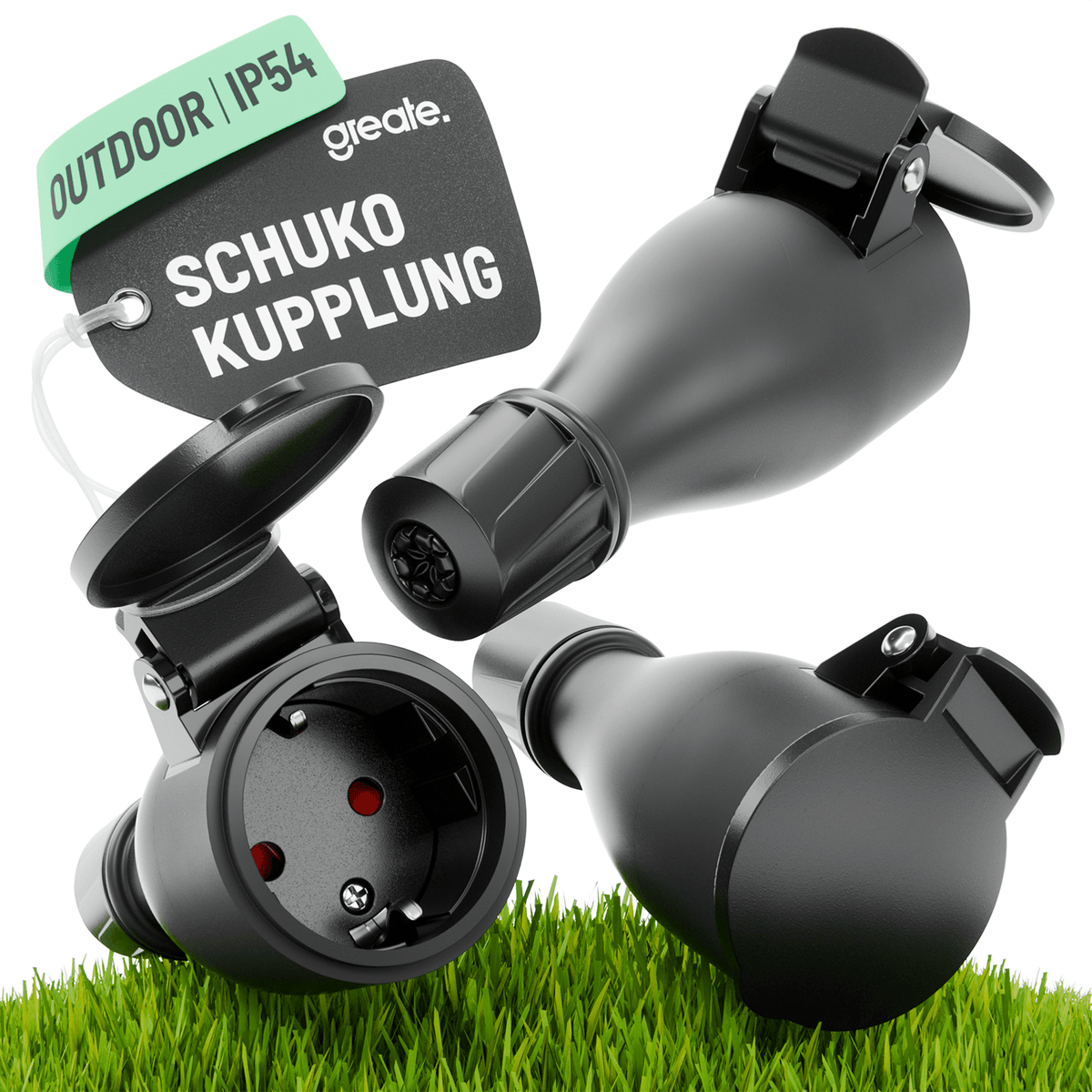 Outdoor Schuko Kupplung Aussenbereich Strom schwarz 230V 501401 Hauptbild