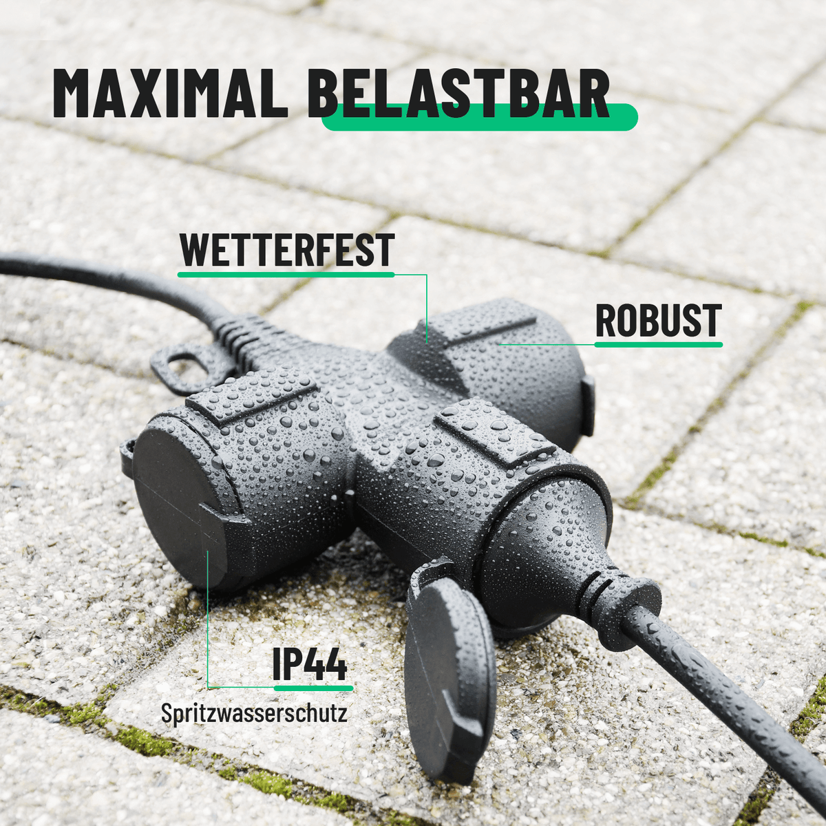 Outdoor Verlängerungskabel maximal belastbar wetterfest robust IP44 911003-3