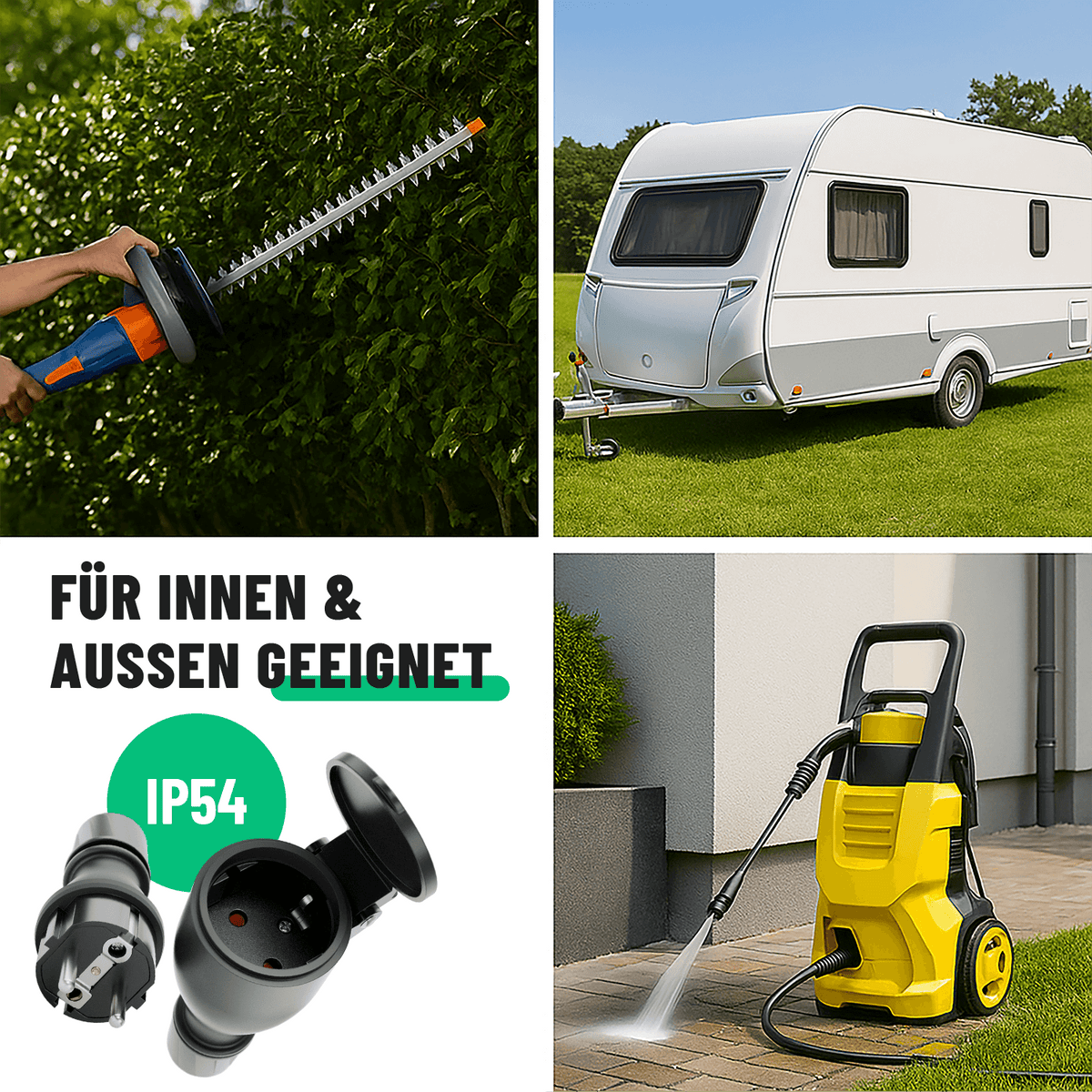 Schuko Kupplung und Stecker Knickschutz Zugentlastung innen und aussen IP54 501400_501401-3