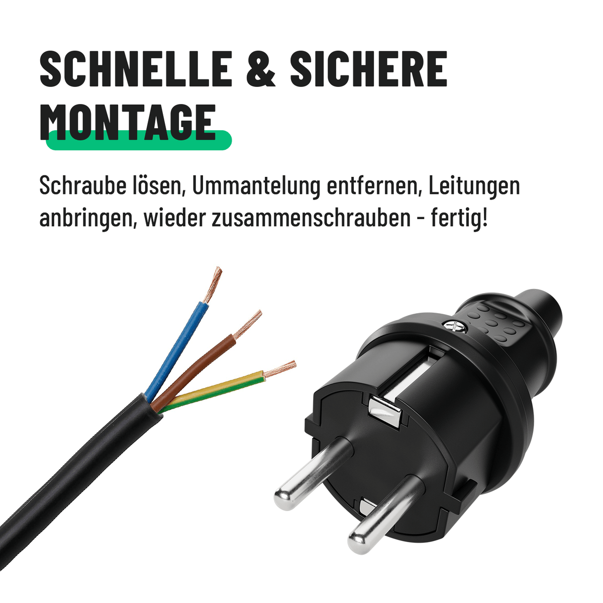 Schutzkontakt Stecker einfache Montage 503030-5