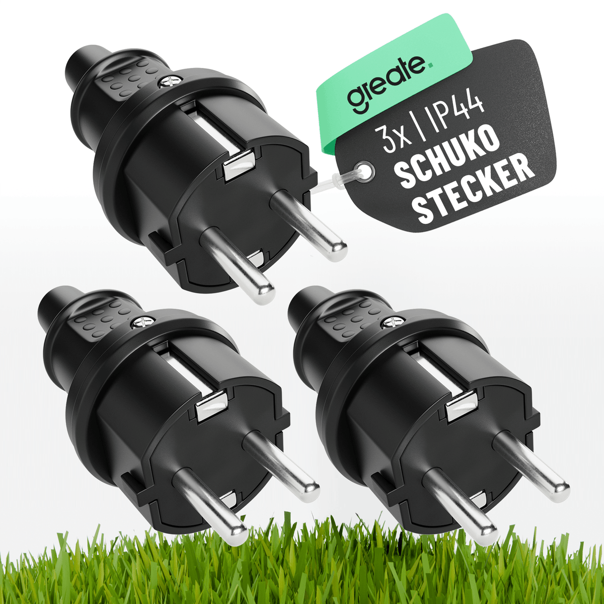 Schutzkontaktstecker Schuko Schukostecker Aussenbereich schwarz 503030 Hauptbild 3er Pack