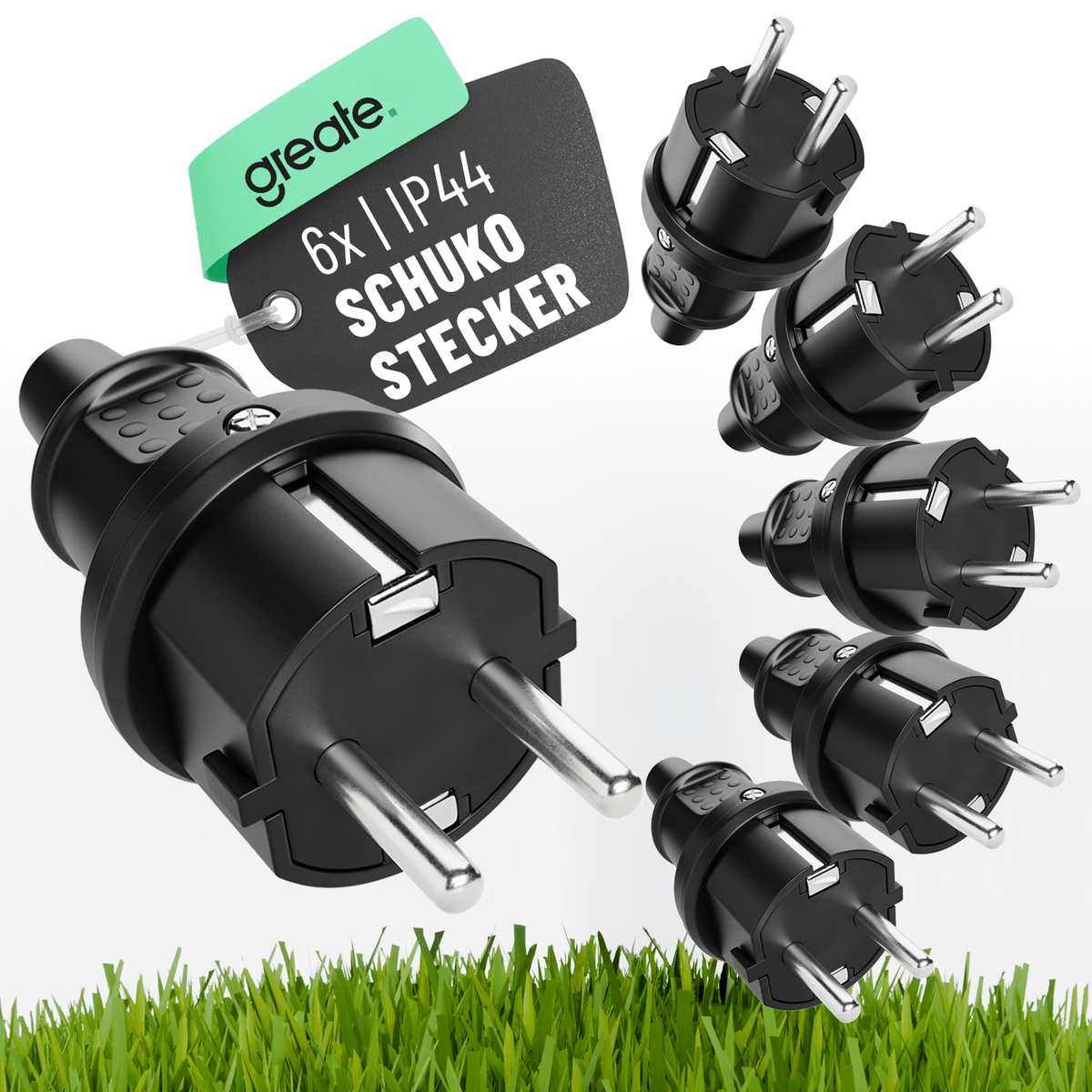 Schutzkontaktstecker Schuko Schukostecker Aussenbereich schwarz 503030 Hauptbild 6er Pack