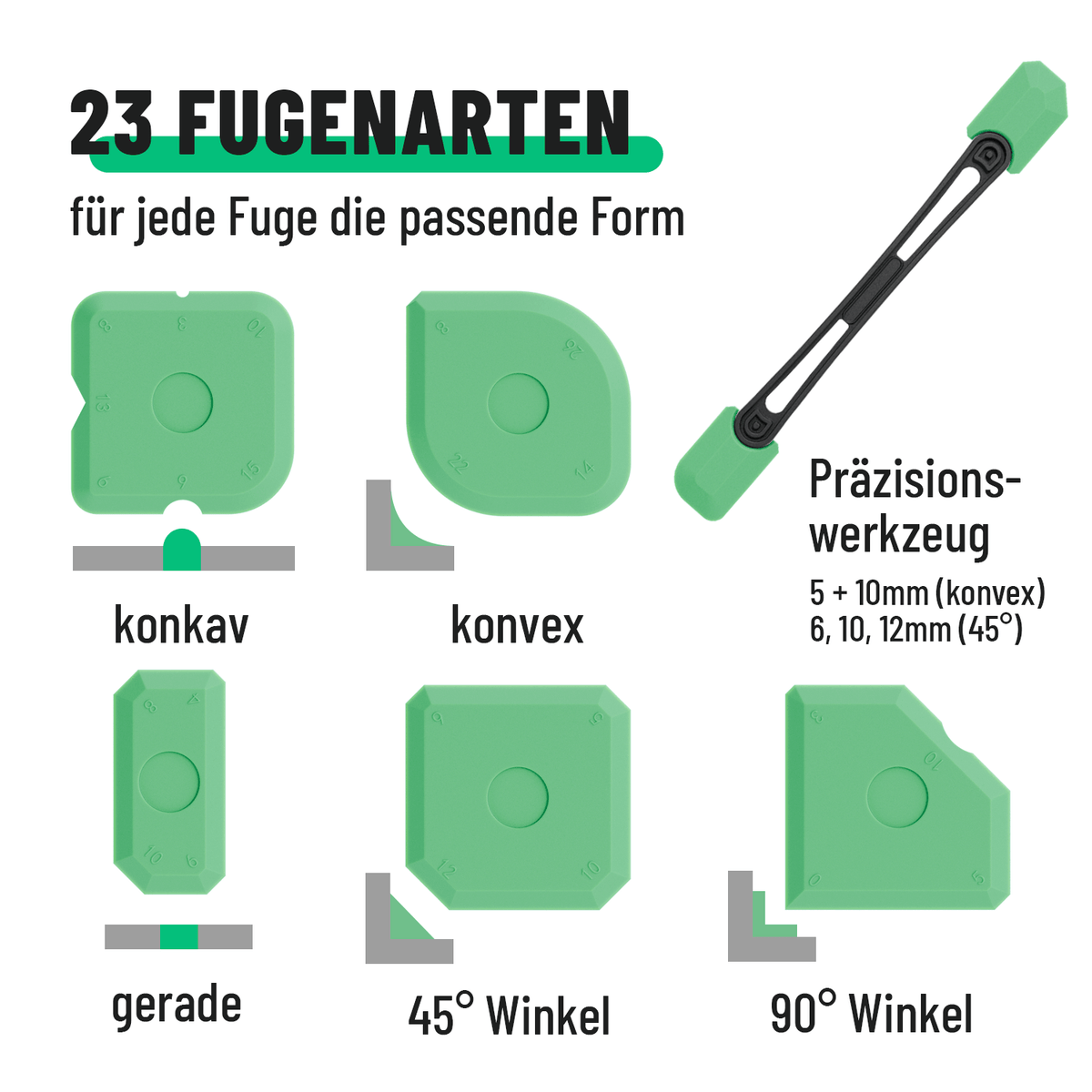 Silikonfugen Abzieher verschiedene Fugenarten