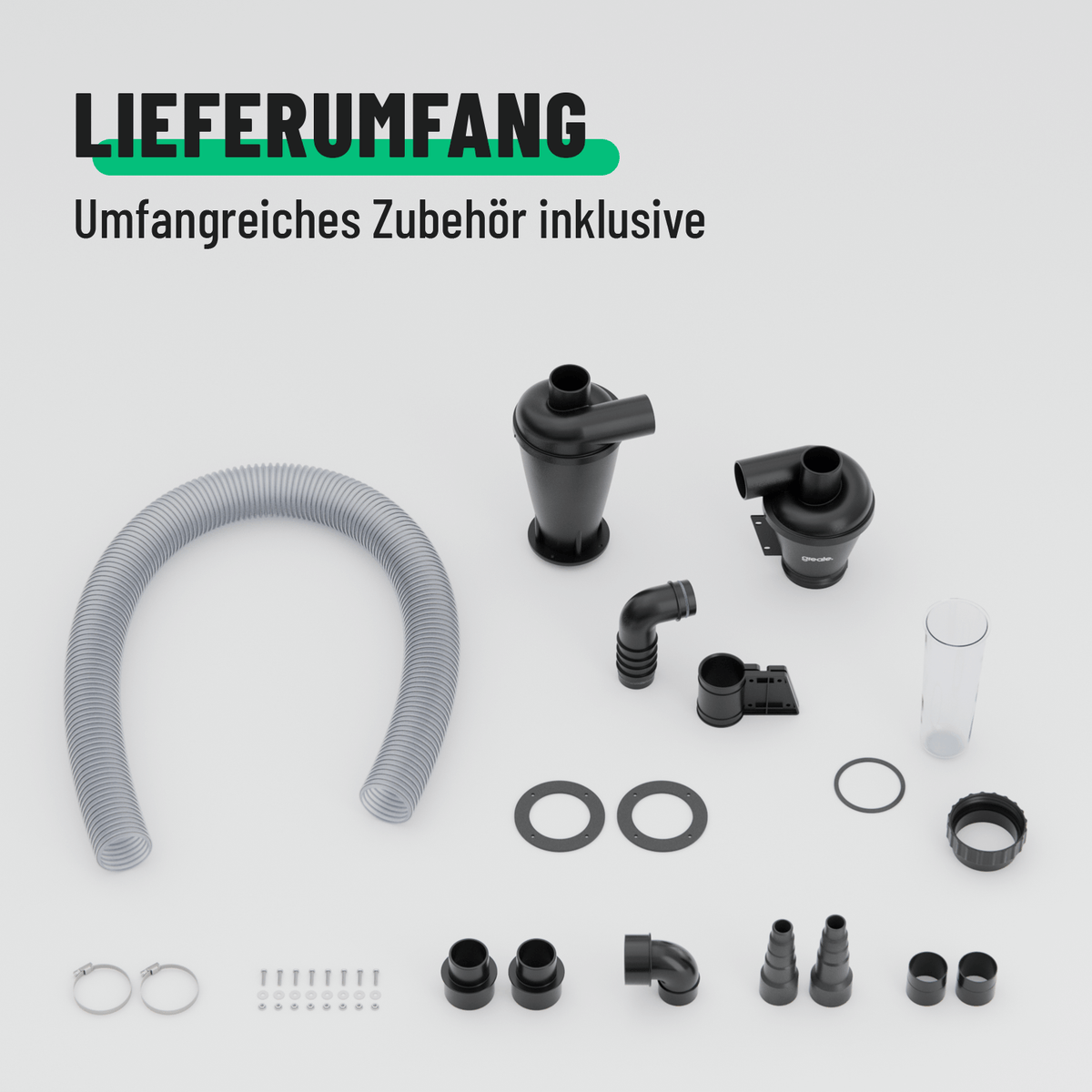 Zyklon Staubabscheider mit umfangreichen Zubehör bietet vielseitige Anschlussoptionen 101020-5